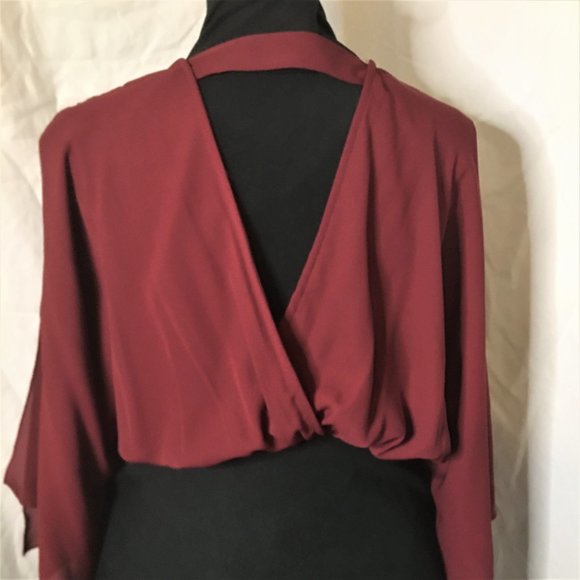 FTF Sexy Maroon Top/Black Spandex Pencil Dress 2X - Picture 5 of 12